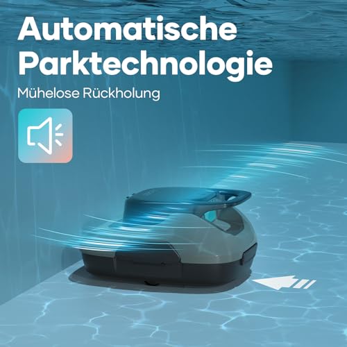 AIPER Poolroboter, Kabelloser Poolsauger Akku, 90 Minuten Reinigungszeit, Automatische Reinigung mit Selbsteinparkfunktion, Kompakter und Leichter Poolreiniger Ideal für Pools mit Flachem Boden
