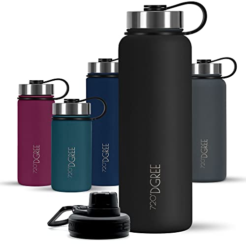 720°DGREE Edelstahl Trinkflasche 950ml “noLimit” - Auslaufsicher, Kohlensäure geeignet, BPA-Frei - Thermosflasche, Isolierflasche mit Schraubverschluss für Sport, Fitness, Outdoor +Gratis Sportdeckel
