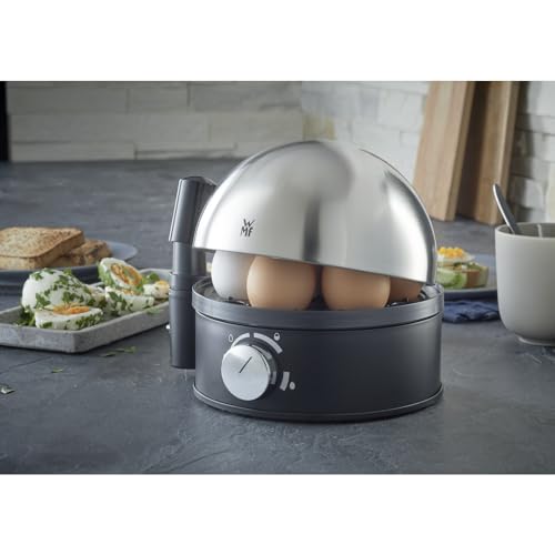WMF Stelio Eierkocher Edelstahl, Eierkocher 1 Ei -7 Eier, 380 Watt, punktgenaues Zubereiten dank Härtegradeinstellung, Fortkochstufe, Messbecher mit Eipick