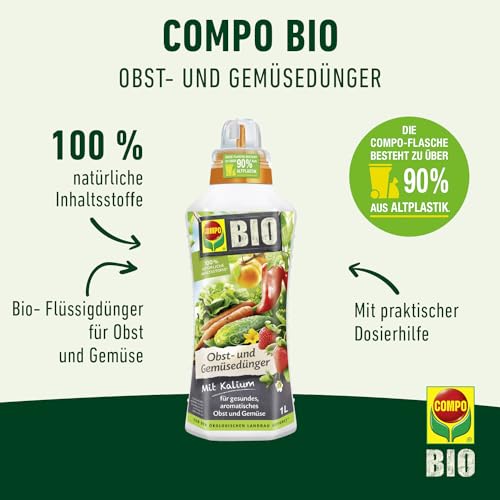 COMPO BIO Obst- und Gemüsedünger – für alle Obst- und Gemüsesorten – natürlicher Spezial-Flüssigdünger – 1 Liter