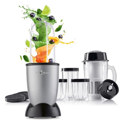 GOURMETmaxx Mr. Magic Mixer | Smoothie Maker mit XXL-Zubehörpaket | Standmixer 18-tlg. | Blender mit auslaufsicheren Frischhaltedeckeln | Food Processor für Shakes, Smoothies etc.