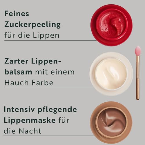 M. Asam MAGIC FINISH Intensive Lip Care Set (3 x 8,5 g), Lippenpflege Set mit Lip Scrub, Lip Balm & Lip Mask, Beauty-Geschenkset im Macaron Design Mit Mini Spatel, Pflege für geschmeidige Lippen