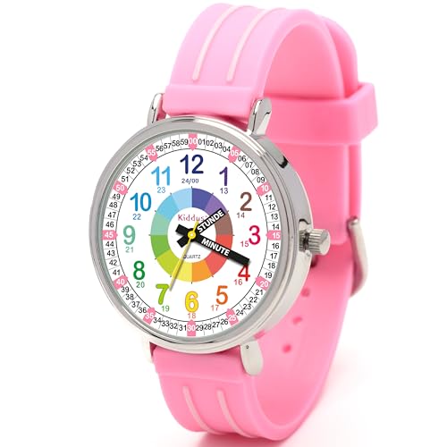Kiddus Lernuhr für Kinder, Analoge Armbanduhr für Jungen und Mädchen ab 5 Jahren, 3ATM und 5ATM, Erste Uhr mit Stunden und Minuten, Lernspielzeug Geschenk für Kinder