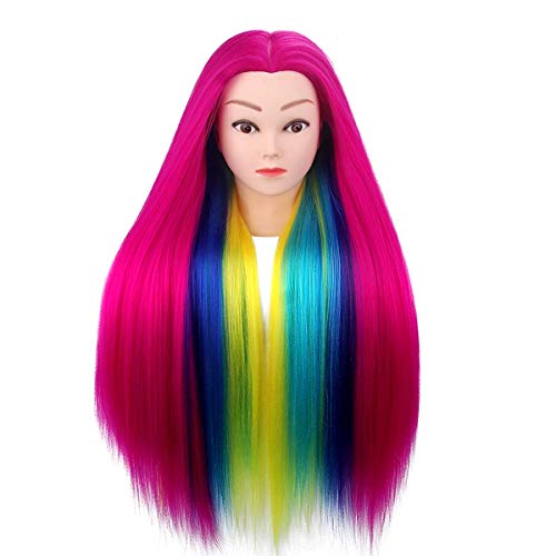 TopDirect 80cm/31.5 Zoll Übungskopf Frisierkopf Friseur 100% Synthetisches Haar Perückenkopf Puppenkopf Trainingsköpfe Friseurkopf Ausbildung Kopf mit Halter + DIY Haare Frisuren Set
