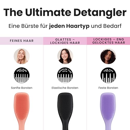 Tangle Teezer Ultimate Detangler Haarbürste – Für Nasses & Trockenes Haar – Entwirrungsbürste für Alle Haartypen – Zweistufige Borsten Reduzieren Haarbruch & Entfernen Knoten – Schwarz