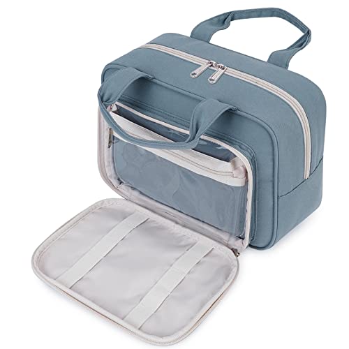 Kulturtasche Damen Gross kulturbeutel Kosmetiktasche Damen Groß Waschtasche Make up Tasche für Herren & Volle Größe (Graublau)