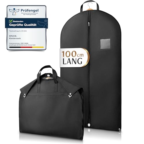Bruce.® Kleidersack Kurz 100x60cm – Atmungsaktive Kleiderhülle für Anzug, Jacke & Hemd – 120 GSM Materialstärke – Anzugtasche für Reisen & Aufbewahrung