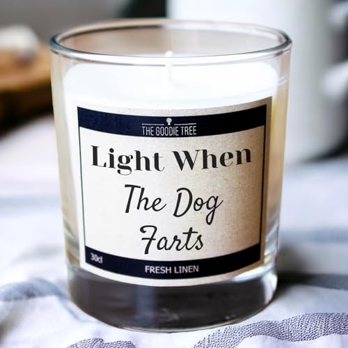 Light When The Dog F@rts Scented Candle - Includes Gift Box - Funny Gift Ideas - Christmas - Birthday Gift - Gifts For Mum - Gifts For Dad - For Men & Women, Friends