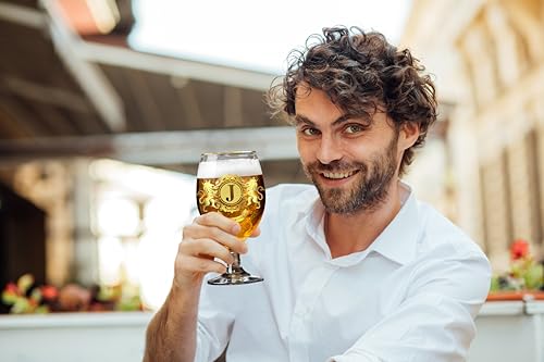 CROWNLY CRYSTAL® Personalised Beer Glass Gift for Men Dad Grandad Boyfriend Birthday Gifts Husband Uncle Presents (J)