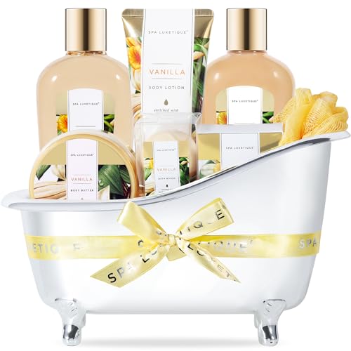 Spa Luxetique Spa Gift Sets, Gifts for Her, 8pcs Vanilla Bath Sets with Body Butter, Bubble Bath, Bath Bomb, Bath Sets for Women Gifts, Christmas Gifts, Gifts for Women