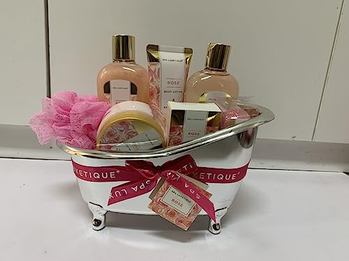 Spa Luxetique Spa Gift Set, Pamper Gifts for Women, 8pcs Rose Bath Gift Set with Body Lotion, Body Butter, Bath Bombs, Bath Gift Sets for Women, Personalised Gifts, Birthday Gifts for Women