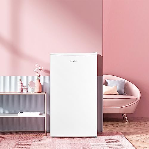 COMFEE' RCD93WH2(E) Under Counter Fridge, 93L Small Fridge with Cooler Box, Interior Light, Removable Glass Shelf, Reversible Door Hinge, Adjustable Legs, Standard Refrigerator White