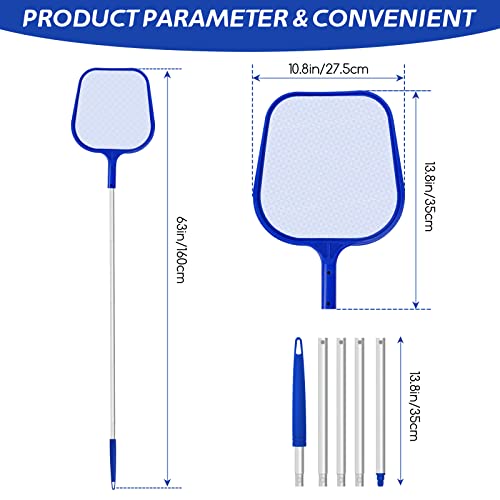 Jsdoin Kescher Pool, 120 cm lang-Teichkescher mit Teleskopstange,Feinmaschig - Für Teich, Algen & Bestway Pool,Algenkescher Nylon-Netz