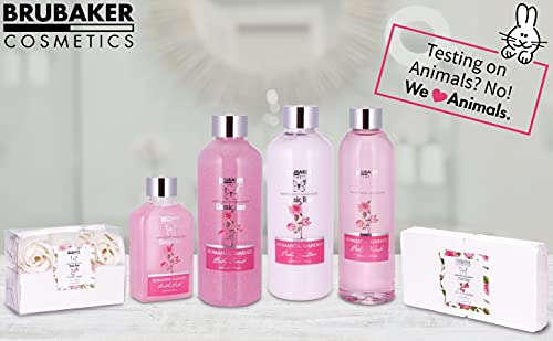 BRUBAKER Cosmetics Bade- und Dusch Set Rosen Duft - 17-teiliges Beauty Geschenkset in Vintage Geschenkbox