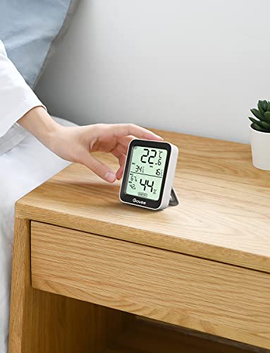 Govee Thermometer Hygrometer Innen, LCD Digital Temperatur luftfeuchtigkeitsmesser mit Benachrichtigungs Alarm, Präzise Thermo-Hygrometer mit APP, Datenspeicherung für Gewächshaus Weinkeller