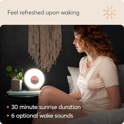 Lumie Sunrise Alarm - Sunrise Wake-up Alarm, Sunset Sleep Feature, Sounds and Mood Lighting, White