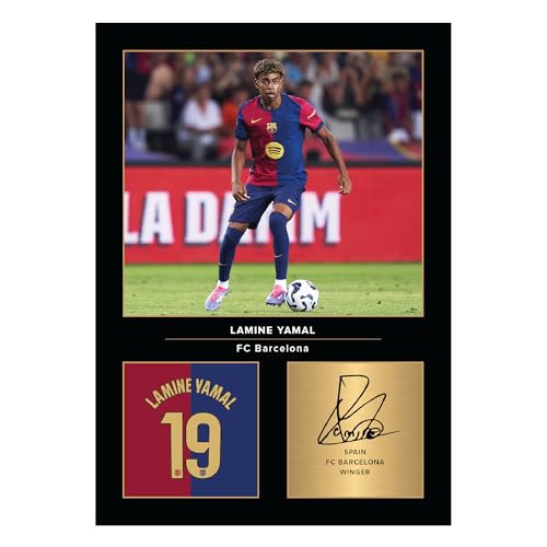 Icons Wall Art Signiertes Foto von Lamine Yamal Barcelona, A4, Geschenk für Barca-Fans, digital reproduzierte Unterschrift, ungerahmt