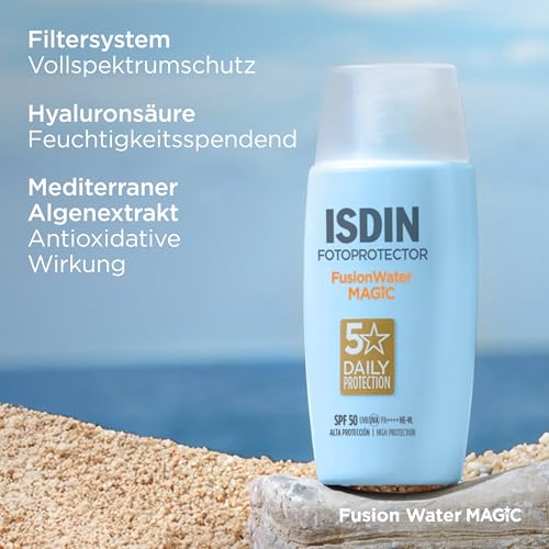 ISDIN Fusion Water Magic LSF 50 | Sonnencreme für das Gesicht zur täglichen Anwendung | Ultraleichte Textur, 50 ml