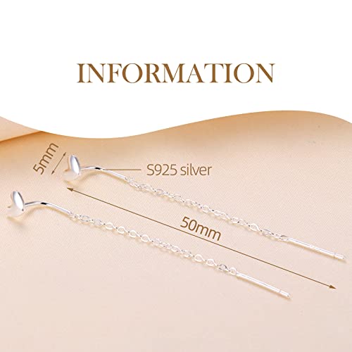 GLLBTPT 925 Sterling Silber Kette Ohrringe für Frauen, Herz Fädler Ohrringe für Frauen, lange baumeln Tropfen Ohrringe für Frauen Teen Mädchen (silber)