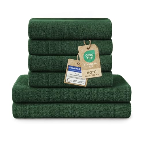 Blumtal Premium Frottier Handtücher Set 4 teilig 100% Baumwolle - Oeko-TEX zertifiziertes Badetuch 2X (70x140 cm) + Towel 4X (50x100 cm) - saugstarkes Frottiertücher Set - Handtücher Grün