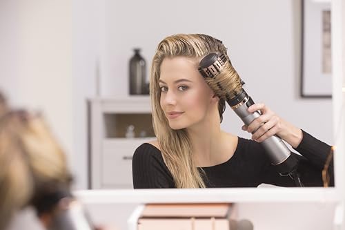 Remington Warmluftbürste rotierend [automatisch] Keratin Protect (inkl.3 Aufsätze: 2 Rundbürsten+Haaransatz-Booster für mehr Volumen) + Haarklammern, Keramikbeschichtung mit Mandelöl, AS8811,Grau