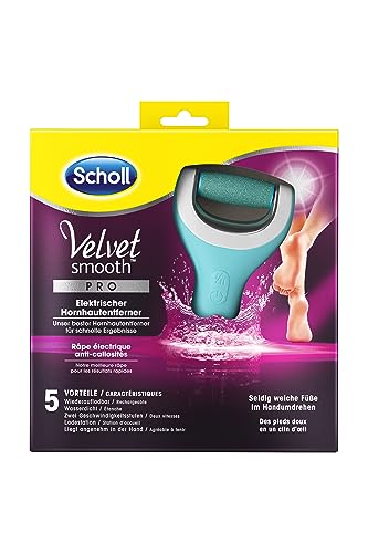 Scholl Velvet Smooth elektrischer Hornhautentferner Pro – Zur Hornhaut Entfernung auf nassen und trockenen Füßen – Wiederaufladbar – 1 Gerät + Ladestation , (1er Pack)