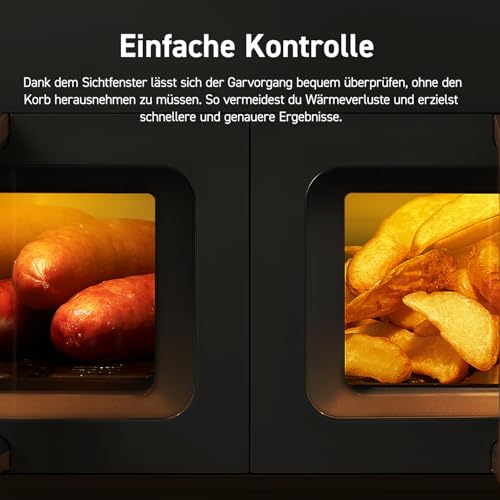 COSORI Heißluftfritteuse 2 Kammern, Airfryer Testsieger der Stiftung Warentest, 6-in-1 Dual Zone Air fryer 8,5 L, Heissluftfritteuse Doppelkammer mit Sichtfenster, energiesparend