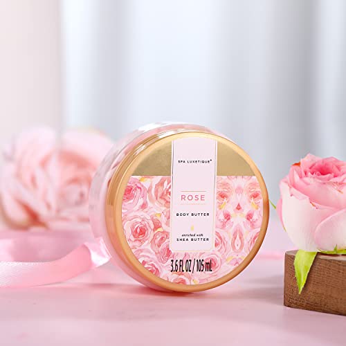 Spa Luxetique Spa Gift Set, Pamper Gifts for Women, 8pcs Rose Bath Gift Set with Body Lotion, Body Butter, Bath Bombs, Bath Gift Sets for Women, Personalised Gifts, Birthday Gifts for Women