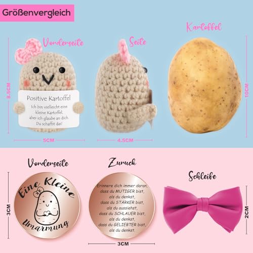 Tixlux Pocket Hug Positive Kartoffel, Kreative Strickwolle Kartoffel Puppe und Kleine Umarmung Glücksbringer Roségold, Gute Besserung, Mutmacher Geschenk, Geschenke für Frauen, Geschenk zum Abschluss
