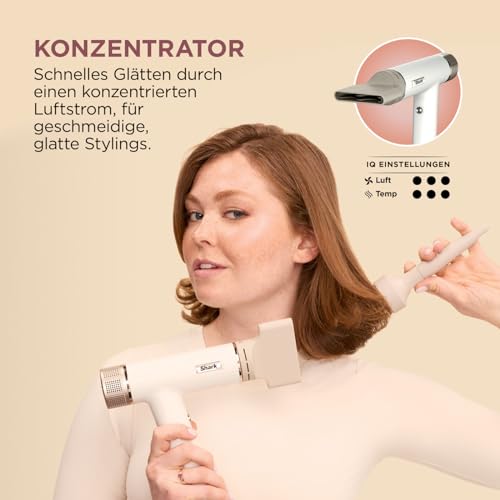 Shark SpeedStyle Haartrockner & RapidGloss Finisher mit Aufbewahrungstasche, 5 Styler, Für Alle Haartypen, Schnelltrocknend, Glättet Fliegende Haare, Keine Hitzeschäden, Ionisch, Seide, HD352EU