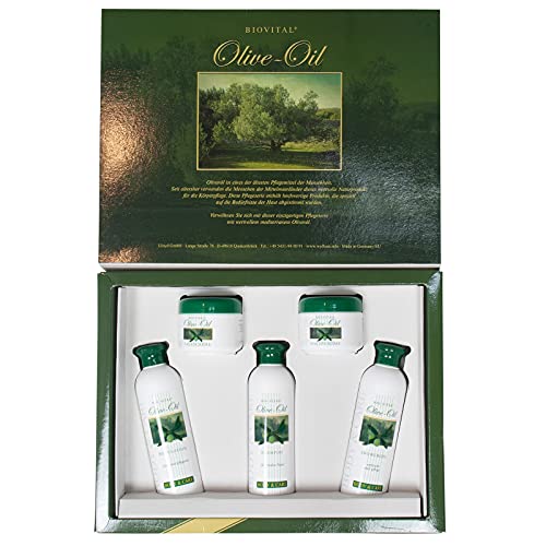 Bio-Vital Olivenöl Pflegeset 5-teilig Oliven Creme Shampoo Showergel Bodylotion Wellness Set für Damen und Herren Geschenkset