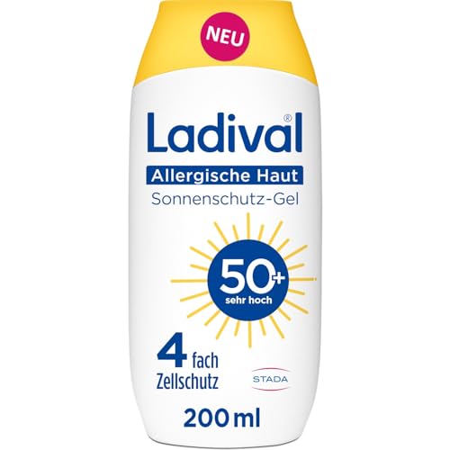 Ladival Sonnenschutz Gel LSF 50+ für allergische Haut - Sonnencreme bei Sonnenallergie & Mallorca-Akne, wasserfest, fettfrei, 4-fach Zellschutz, korallenfreundlich, leichte Gel-Formel, 200ml