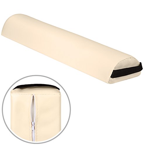 tectake® Massage Liege Zubehör Hocker mit Lagerungsrolle, Sitzhocker mit Halbrolle + Vollrolle für Massageliege - beige