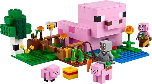 LEGO Minecraft The Baby Pig House Building Toy - Farm Animal Set Includes a Forest Biome, Hero Figure and Mobs, Gift for 7+ Year Old Girls & Boys 21268