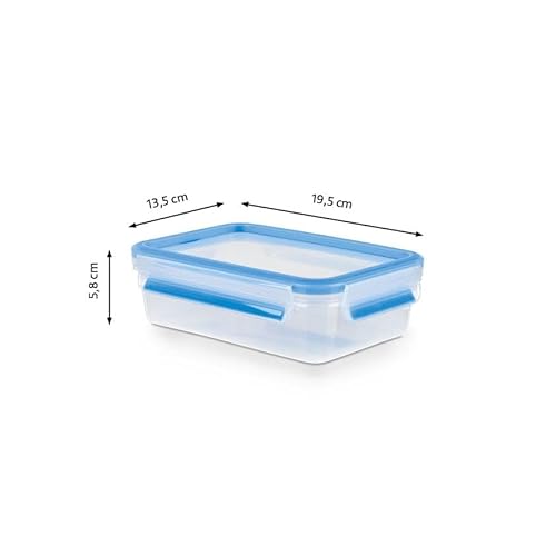 Emsa Clip&Close Frischhaltedose Mealprep-Set N10307|5-teiliges Set|Vorratsdosen| 0,8 Liter|100% dicht + hygienisch|Frische Dichtung|Spülmaschinen-, Mikrowellen-, und Gefriergeeignet, Transparent/Blau