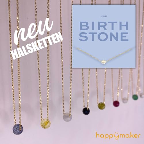 happymaker - Mondstein Armband Damen, handgefertigt in Deutschland, Edelstein Armband mit Goldperlen und exklusiver Geschenkverpackung, Freundschaftsarmbänder Set für die beste Freundin