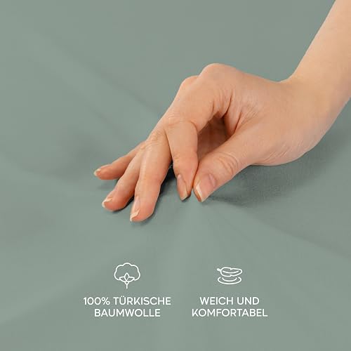 Twinzen® Kissenbezug 40x80 (2er-Set) - 100% Jersey Baumwolle 150 GSM Kissenbezüge - Grün - Für Kissenbezüge 40x80 cm - Kissenhülle - Kissenbezug mit Reißverschluss - Oeko-Tex Zertifiziert