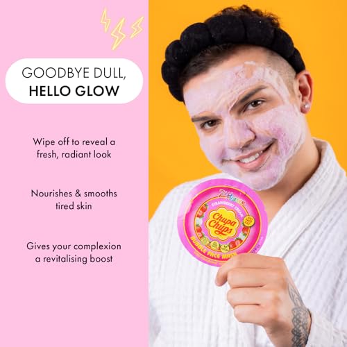 7th Heaven x Chupa Chups Bubble Face Mask (Strawberry Cream) Exfoliating Peel Off Face Mask with Hyaluronic Acid, Vegan - Genuine 7th Heaven Face Masks Skincare