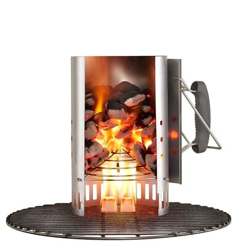 Weber Anzündkamin, Rapidfire Starter - Groß (32cm Höhe), kompakter Grillanzünder mit zwei Griffen, für alle Holzkohlegrills ab Ø 47cm, Anzündhilfe für Holzkohle, Briketts - (7416)