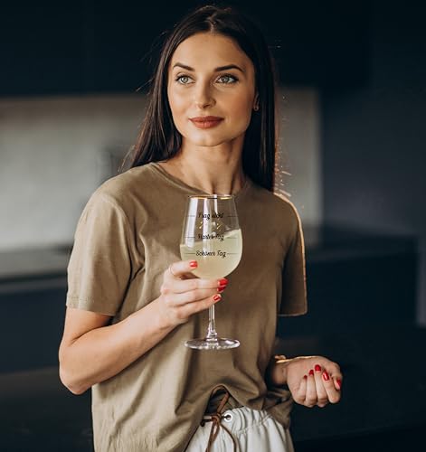 CROWNLY CRYSTAL® Lustiges Weinglas mit Spruch Frag Nicht, Harter Tag, Schöner Tag! Personalisierte Geschenke Frauen Geburtstagsgeschenk Ideen
