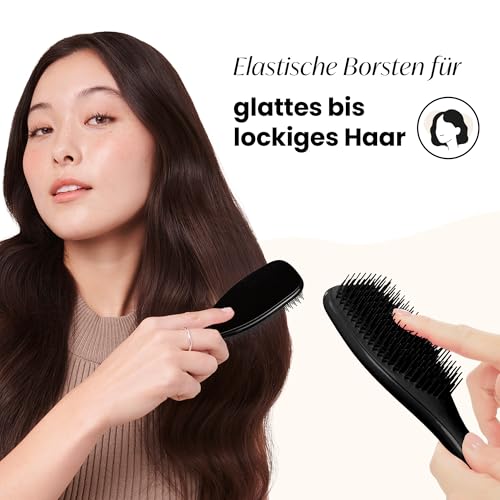 Tangle Teezer Ultimate Detangler Haarbürste – Für Nasses & Trockenes Haar – Entwirrungsbürste für Alle Haartypen – Zweistufige Borsten Reduzieren Haarbruch & Entfernen Knoten – Schwarz