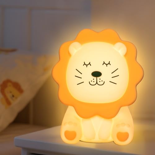Nachtlicht Kinder Löwe Baby Stilllicht Dimmbar mit 7 Farben Kinderlicht, Switch-Steuerung, Kindernachtlicht Touch Lampe Aufladbare, Anti-Glare LED Night Light Löwennachtlicht Lampe für Kinderzimmer