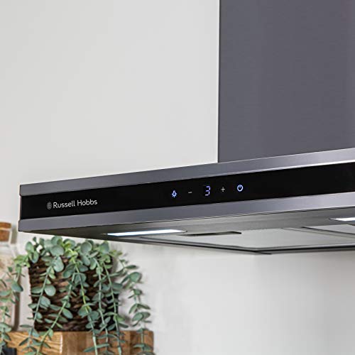 Russell Hobbs RHGCH603DS Midnight Collection 60cm T-Shaped Chimney Cooker Hood, Dark Steel