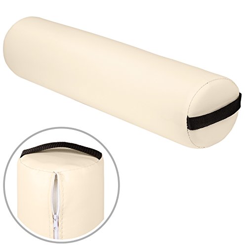 tectake® Massage Liege Zubehör Hocker mit Lagerungsrolle, Sitzhocker mit Halbrolle + Vollrolle für Massageliege - beige