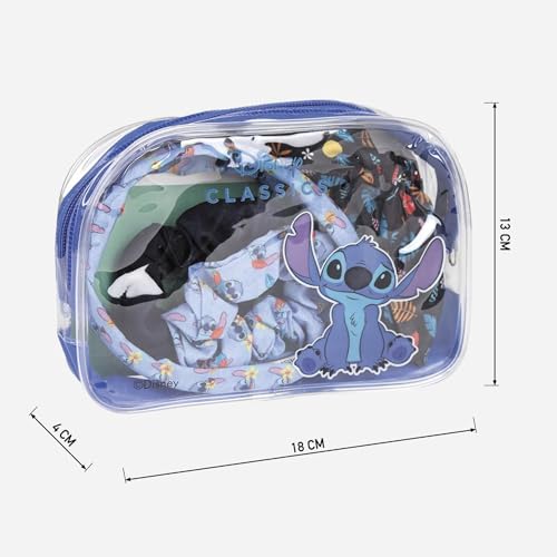 CERDÁ LIFE'S LITTLE MOMENTS - Neceser Transparente Con Accesorios para EL Pelo de Stitch - Licencia Oficial Disney, Multicolor