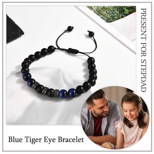 KORAS Step Dad Fathers Day Gift, Adjustable Beads Bracelet Gifts for Step Dad, Stepdad Presents for Birthday Christmas, Perfect Stepdad Gifts from Daughter Son