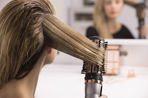 Remington Warmluftbürste rotierend [automatisch] Keratin Protect (inkl.3 Aufsätze: 2 Rundbürsten+Haaransatz-Booster für mehr Volumen) + Haarklammern, Keramikbeschichtung mit Mandelöl, AS8811,Grau