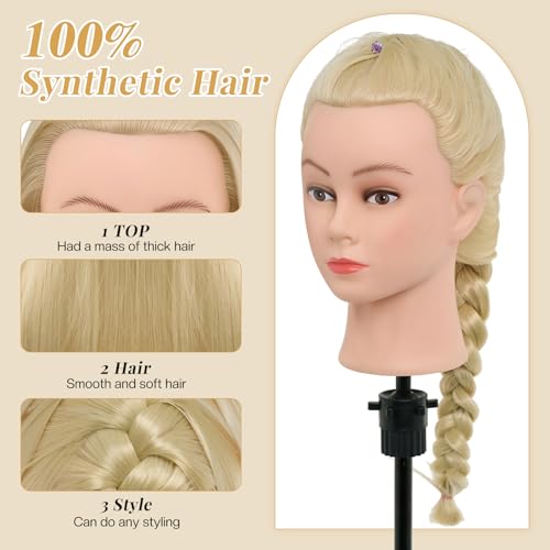 Neverland Beauty 30 Zoll Frisierkopf 100% Synthetisches Haar Trainingsköpfe für Friseure Ausbildung Kopf Puppenkopf zum Frisieren mit Haare Zubehör und Tischklemme(Beige)