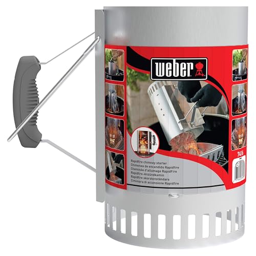 Weber Anzündkamin, Rapidfire Starter - Groß (32cm Höhe), kompakter Grillanzünder mit zwei Griffen, für alle Holzkohlegrills ab Ø 47cm, Anzündhilfe für Holzkohle, Briketts - (7416)