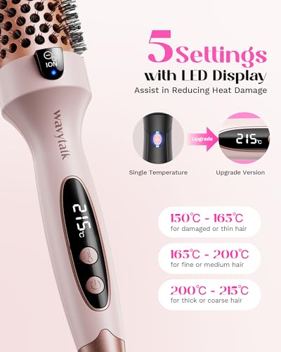 Wavytalk Thermobürste, Thermal Brush Blowout Boost Ionische Lockenbürste, Macht Haar Glatt und Glänzend, 5 Temperaturstufen, Haar schonend, 38mm Fass, Doppelspannung, Eurostecker, Sakura Rosa